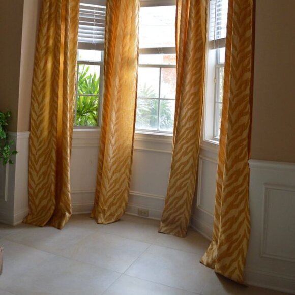 4 CUSTOM 44W x 117L Gold ROOM-DARKENING Curtains - Picture 2 of 4